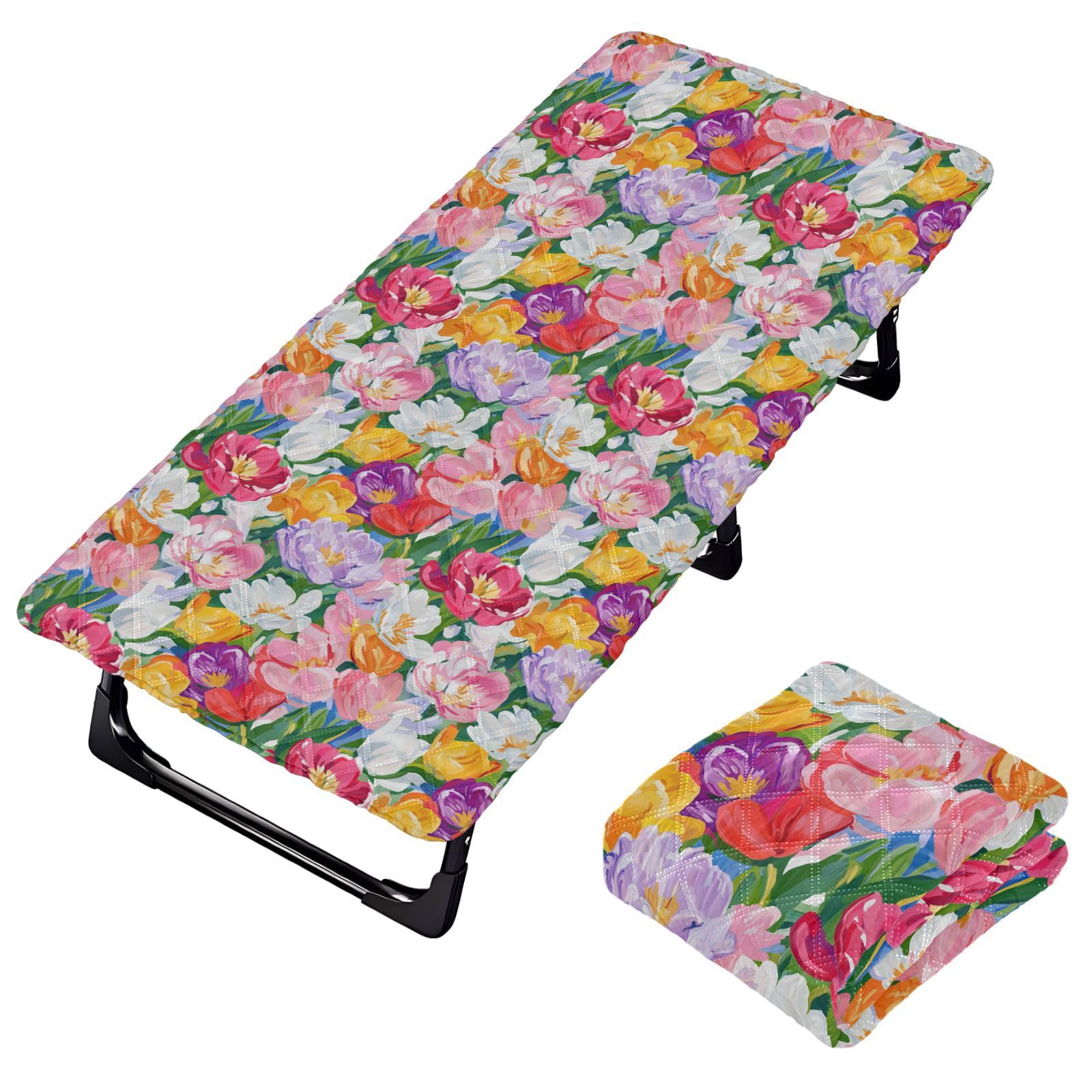 Colorful Flower Peonies Flowers Toddler Bed Sheet Travel Soft & Comfortable Cot Sheet for Fold Up Cot for Kids Travel Mattress 50' x 25' (Bed Not Included)