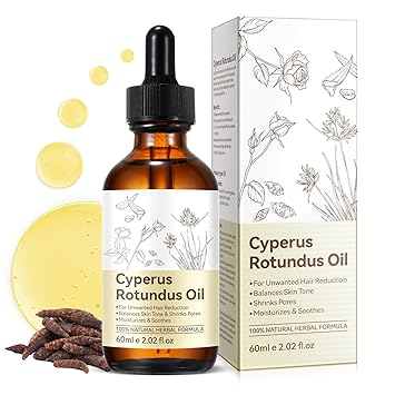Cyperus Rotundus Oil, Cyperus Rotundus Oil for Hair Removal, Natural Nut Grass Oils for Reducing Body Hair Growth, Moisturizes & Soothes Skin, Suitable for All Skin Types Pack of 1-2.02 FL.OZ