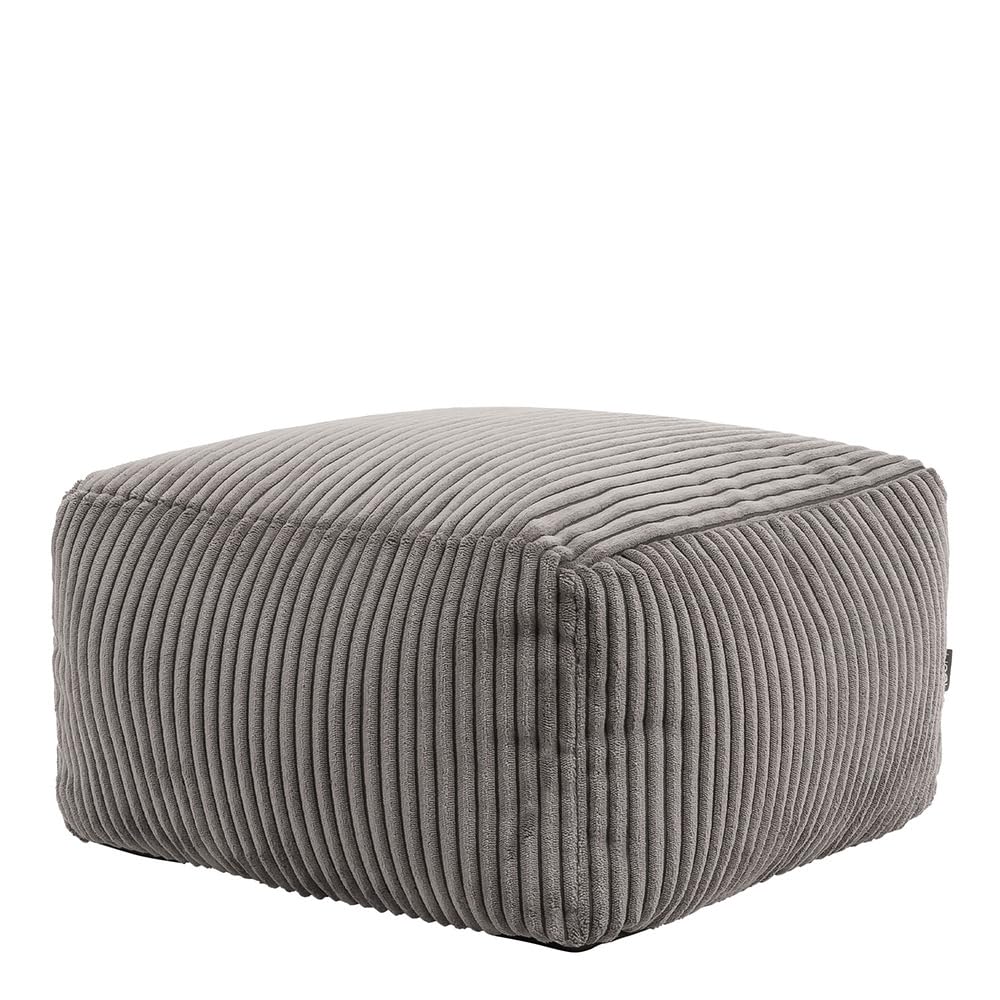 icon Amara Cord Bean Bag Footstool, Charcoal Grey, Pouffe Footstool with Filling Included, Footrest, Bedroom, Living Room, Living Room Furniture