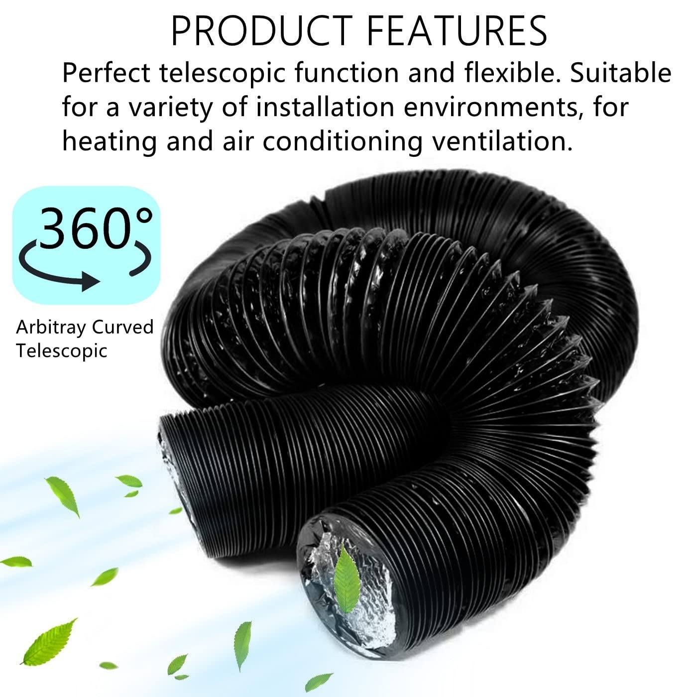 Tuyau de Ventilation Flexible Longueur 6m - 100mm Tuyau d'Evacuation pour Ventilateur d'extraction, Salle de Bain, Hydroponie (100mm*6m)