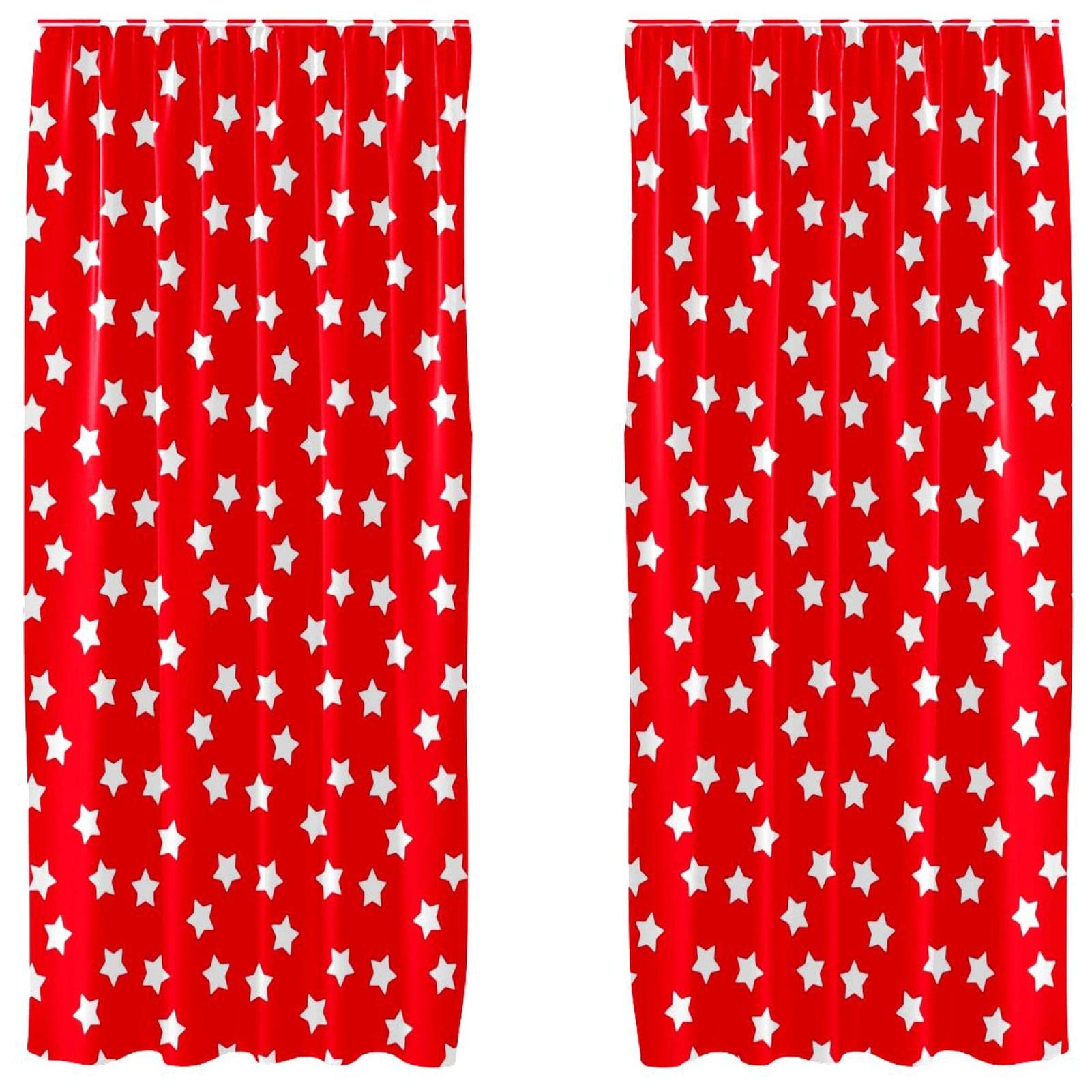 Cortinas de panel navideñas rojas con estrellas blancas de 55x84 pulgadas