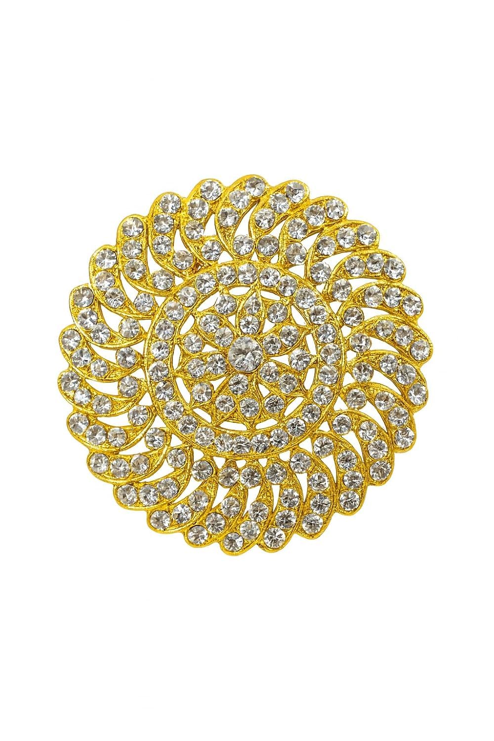 White Stone Rakodi for Hair | Gold-Plated Juda Accessory | Traditional South Indian Hair Jewellery - Random Model - WHITE STONE RAKODI-image-31