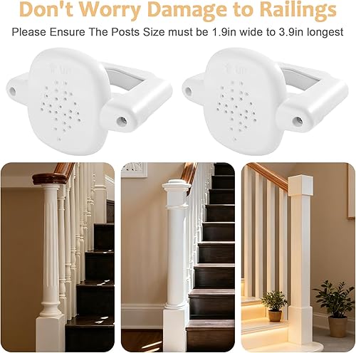 Miniatura 4 de Adaptador de barandilla para puerta de bebé, 2 protectores de barandilla de escalera, kit de montaje de poste de escalera, puertas para bebés para