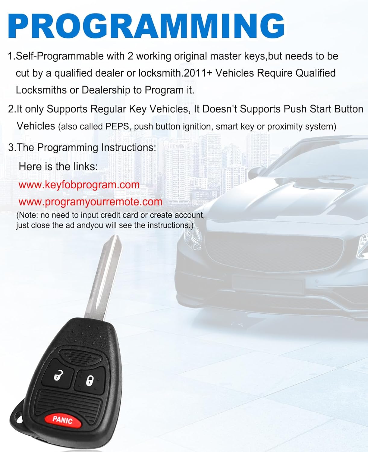 3 Button Key Fob for Dodge: Remote Control Key for Chrysler 200 300 Aspen, Dodge Avenger Charger Dakota Durango Magnum Ram 1500 2500 3500, Jeep Commander Compass Grand Cherokee, OHT692427AA, 315 MHZ - Image 5