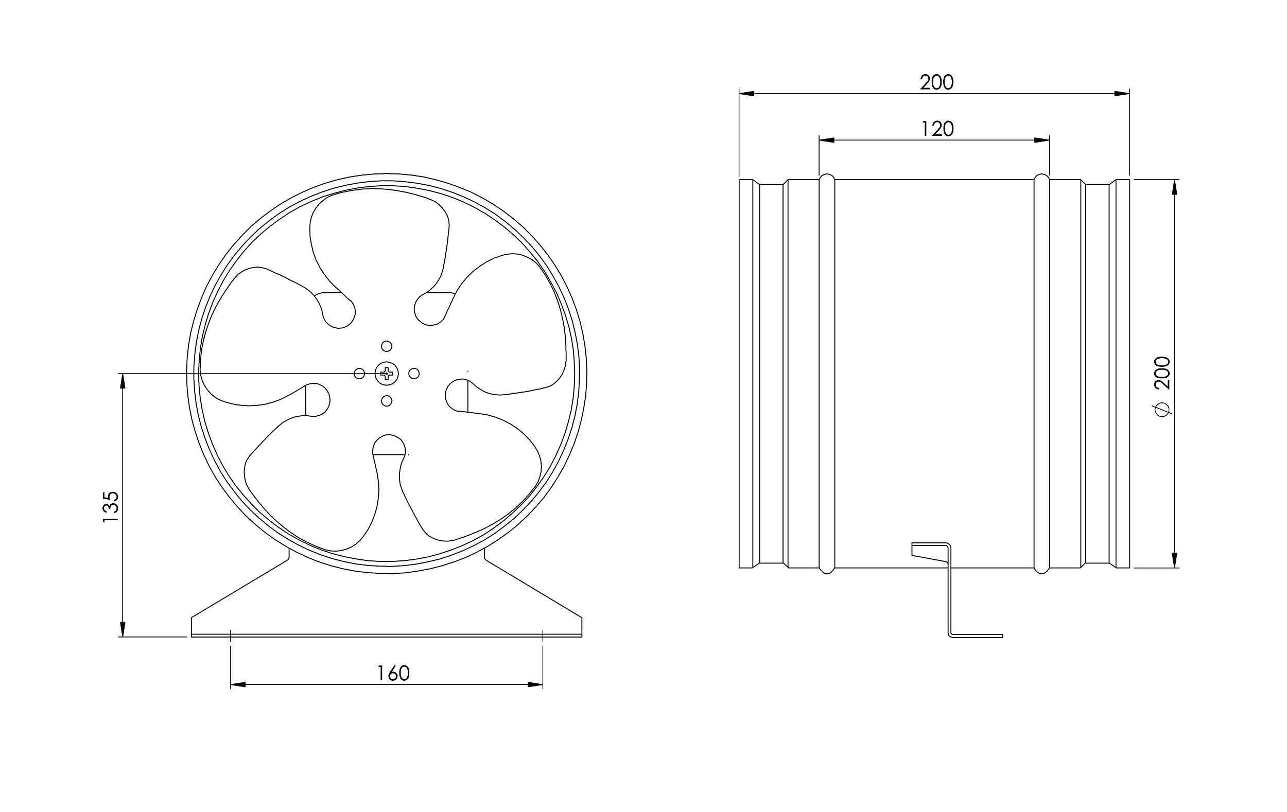 Ø 200 mm osiowy wentylator rurowy wentylator rurowy wentylator osiowy rura nawijana - powietrze wylotowe