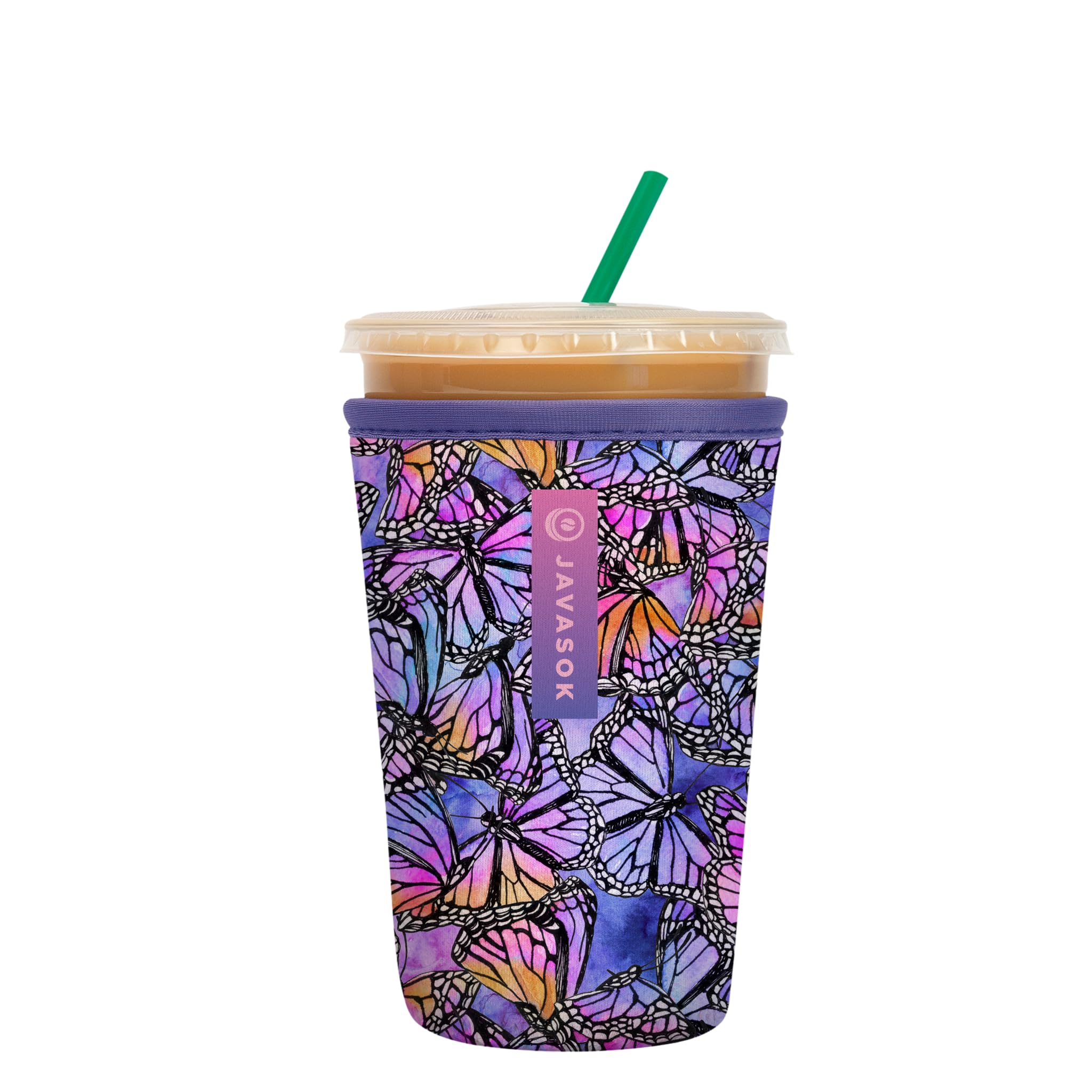 Sok It JavaSok Iced Coffee & Cold Soda Insulated Neoprene Cup Sleeve (Butterfly Galaxy, Medium: 22-28oz)