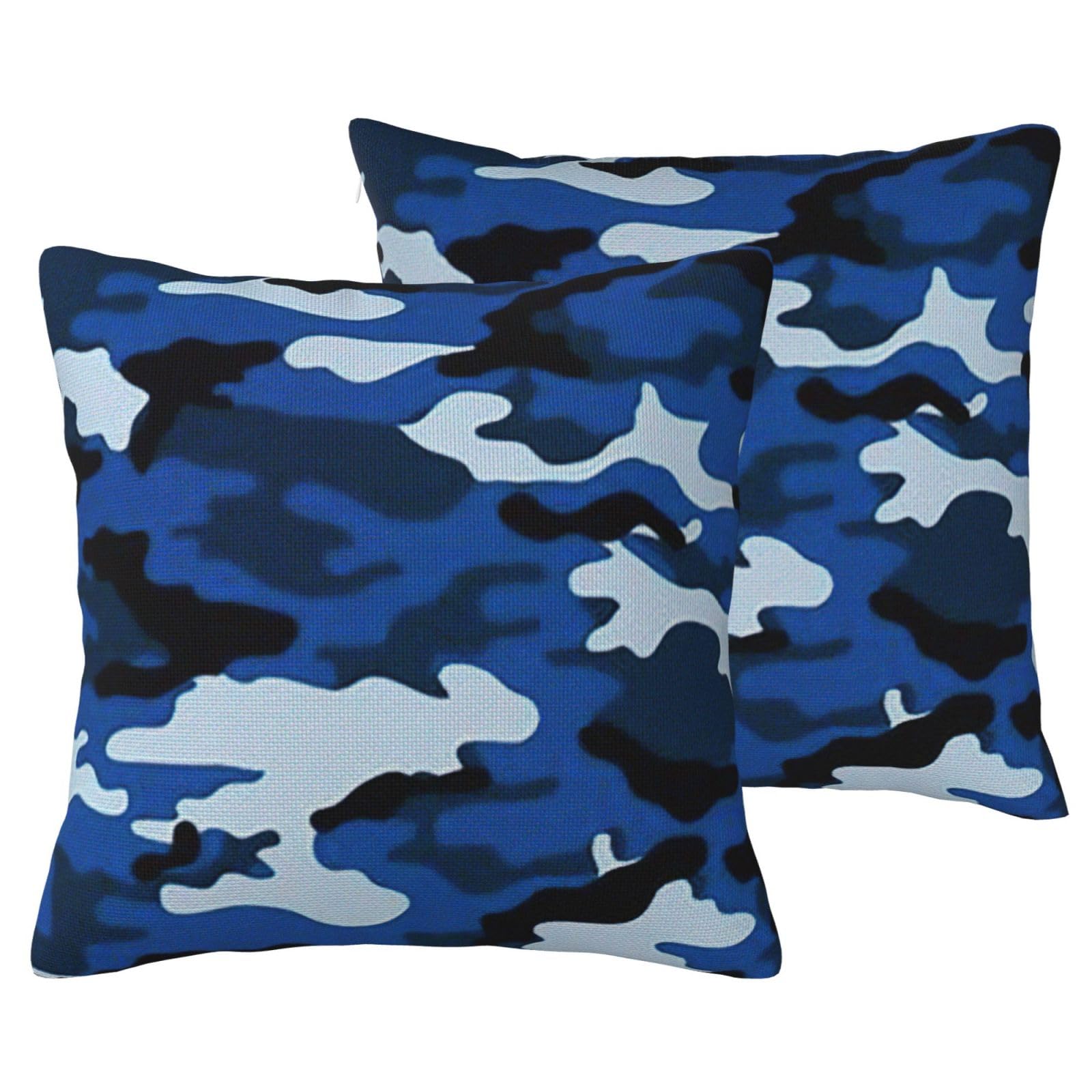 Housse de coussin en lin bleu camouflage, textile haut de gamme pour canapé et lit