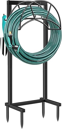 TomCare Soporte para manguera de jardín de 4 picos, soporte de manguera de jardín, soporte de manguera de agua mejorado con ganchos para