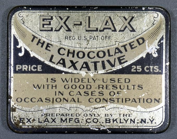 ExLax Container. /Ntin For ExLax Chocolate Flavored Laxatives, C1920