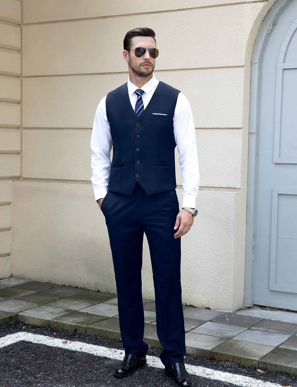 mintgreen Gilet Costume Homme, Formel Uni Boutonnage Cintré En V Pour Mariages, Veste Costume Uni Taille Slim, S-3XL
