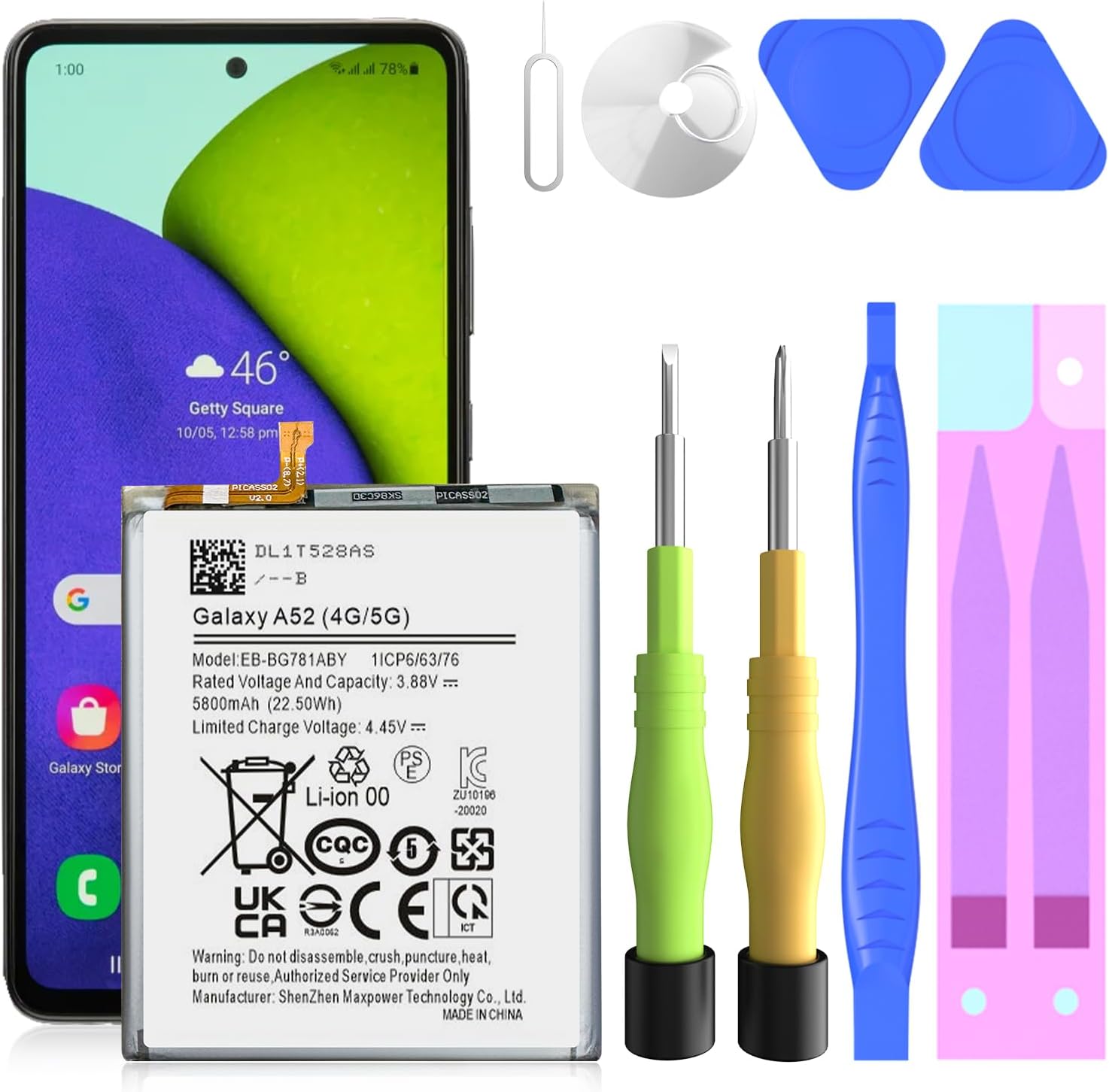 Galaxy A52 Battery,[5800mAh] Li-Polymer EB-BG781ABY Replacement Battery for Galaxy A52 (4G / 5G) SM-A526 SM-A526B/DS SM-A5260&Galaxy S20 FE SM-G780 & S20 FE 5G SM-G781