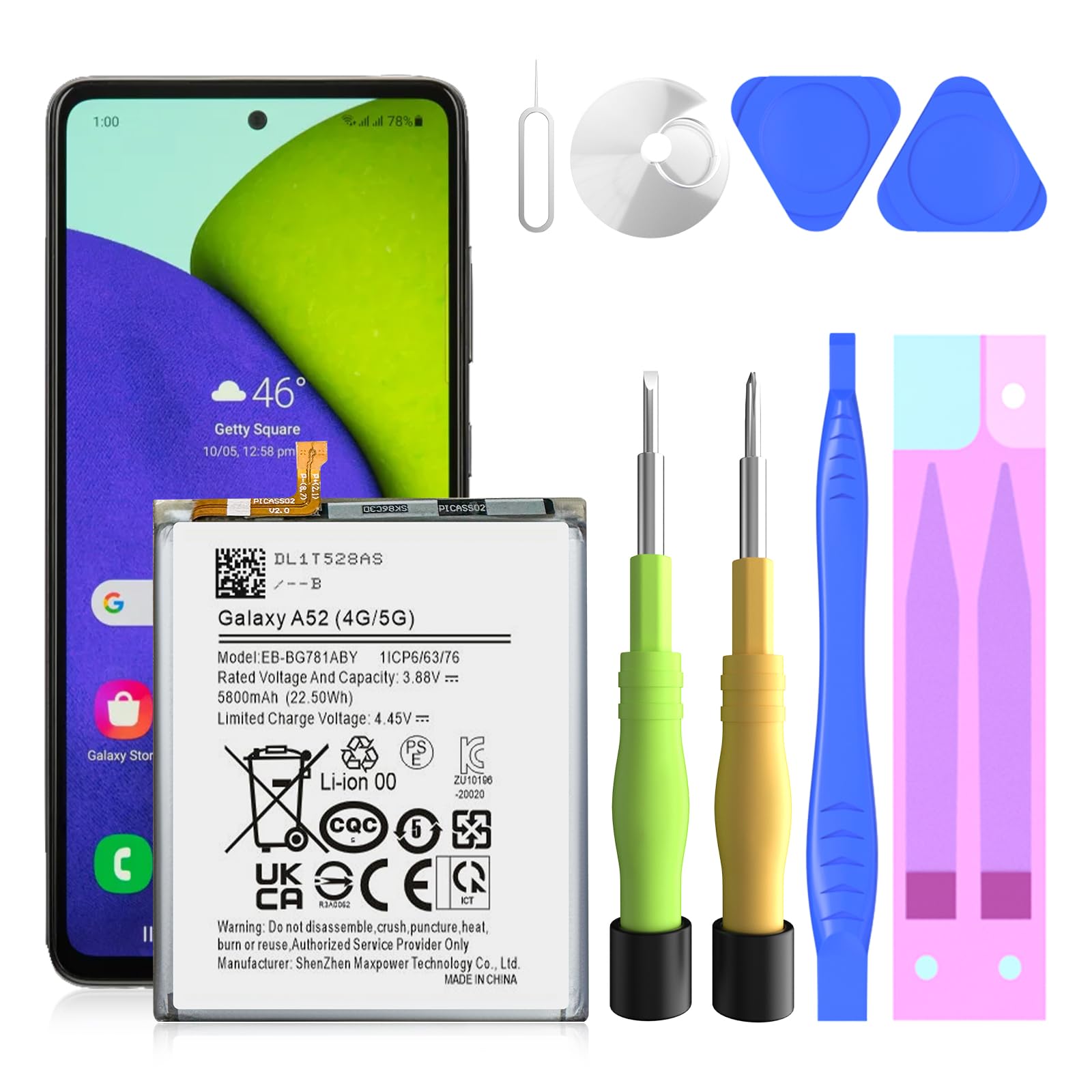 Galaxy A52 Battery,[5800mAh] Li-Polymer EB-BG781ABY Replacement Battery for Galaxy A52 (4G / 5G) SM-A526 SM-A526B/DS SM-A5260&Galaxy S20 FE SM-G780 & S20 FE 5G SM-G781