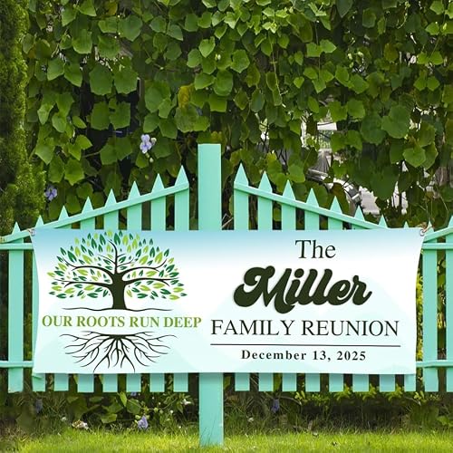 Custom Family Reunion Banner – Personalized Vinyl Sign for 2025 Family Gathering, Reunion Decorations, Tree Theme Picnic Banner, Welcome Sign, and Backdrop Display