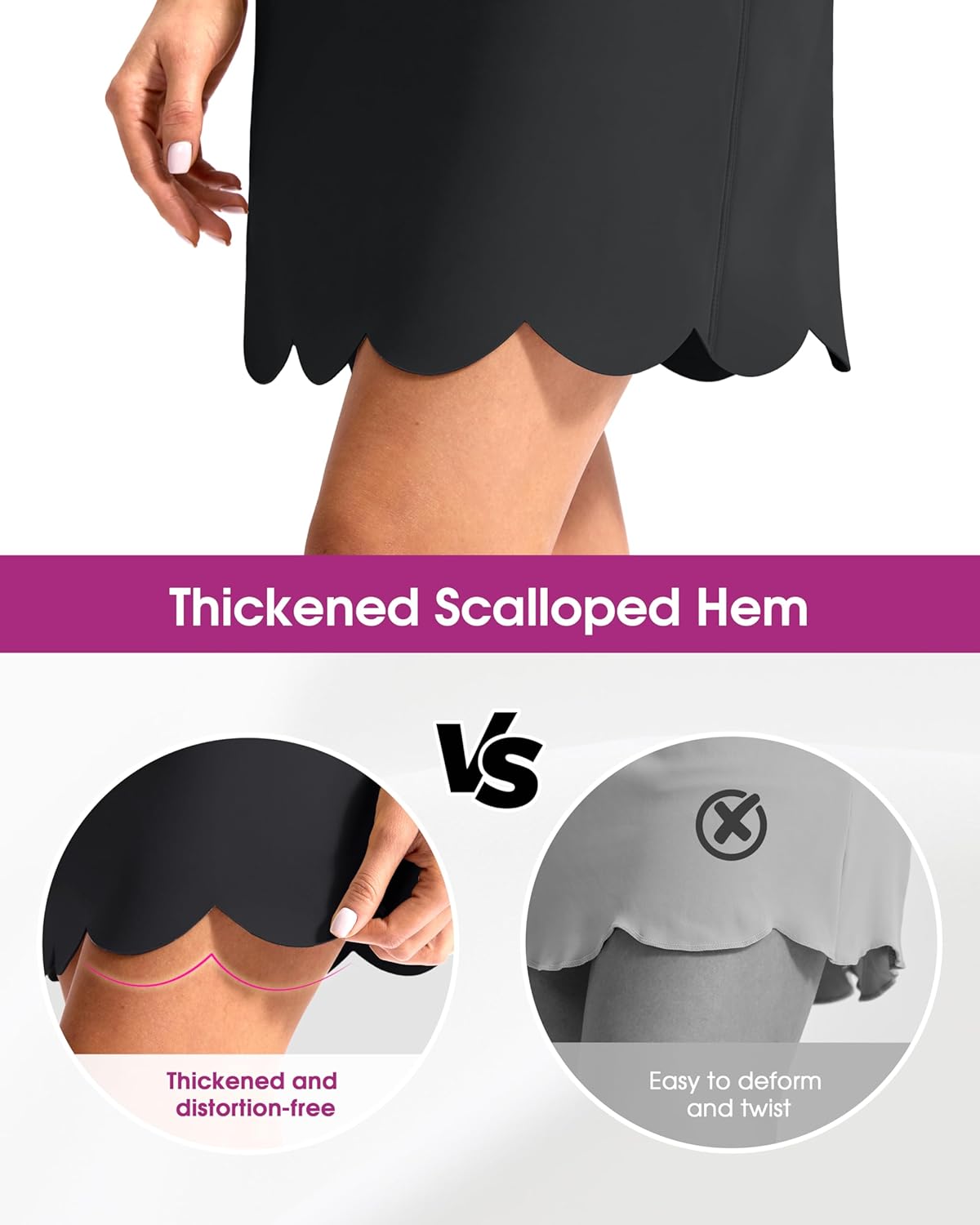 Viodia 18" Skorts for Woman with Scalloped Hem High Waisted Golf Tennis Women Skort Skirts with Pockets Dressy Casual - Image 4