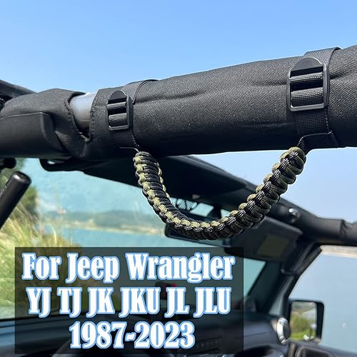 Miniatura 2 de Asas de agarre para Jeep, mango de agarre para Jeep, asas de agarre de barra antivuelco para Jeep Wrangler YJ TJ JK JKU JL JLU 1987-2021, cuerda de