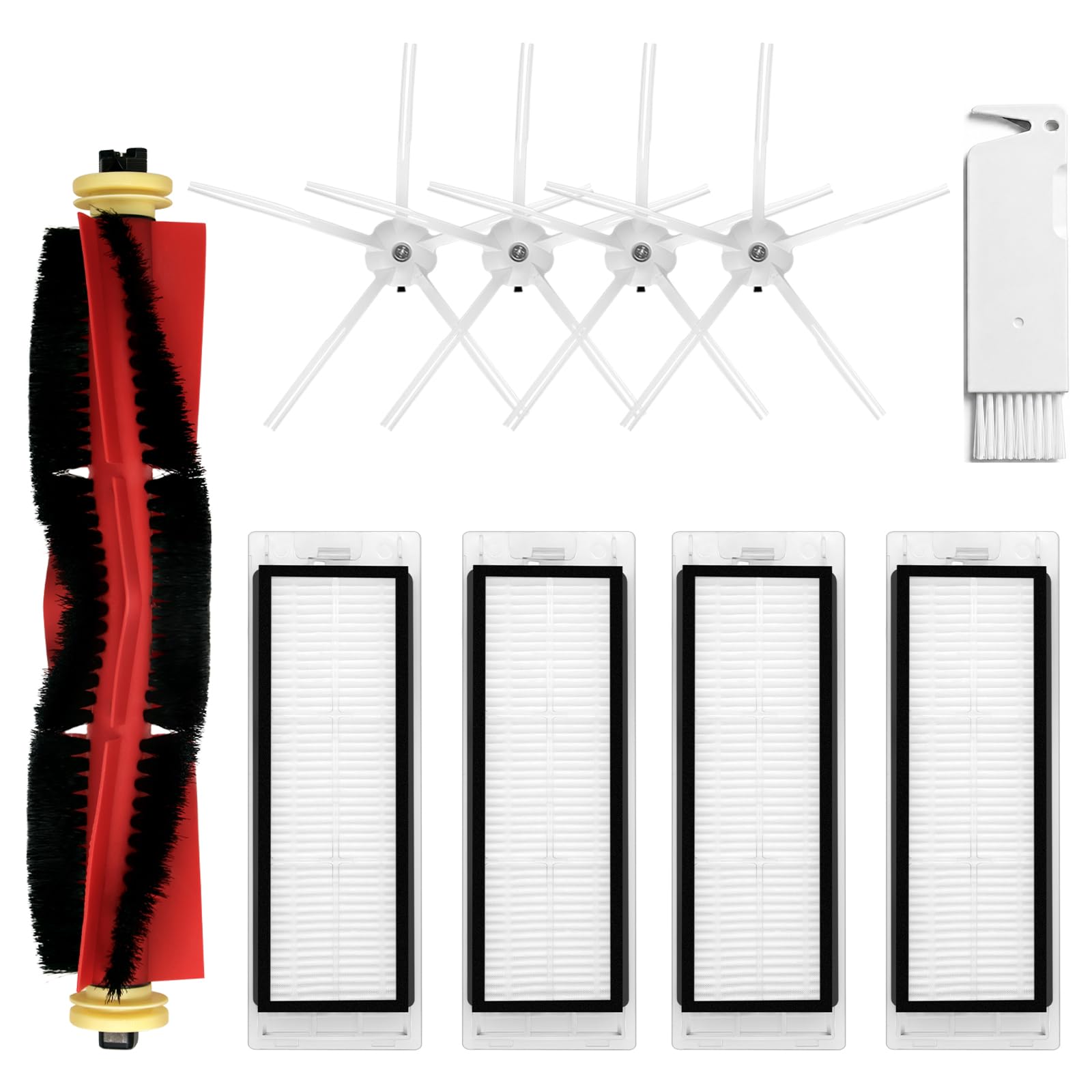 S6, S6 MaxV, 1 Roller Brush 4 Side Spin Brushes 4 HEPA Filters 1 Cleaning Tool Robot Vacuum Attachment Kit [ NOT for Q5 ] Replacement Parts Compatible for Roborock S5 Max, S4, E5, S4 Max, S5, E4