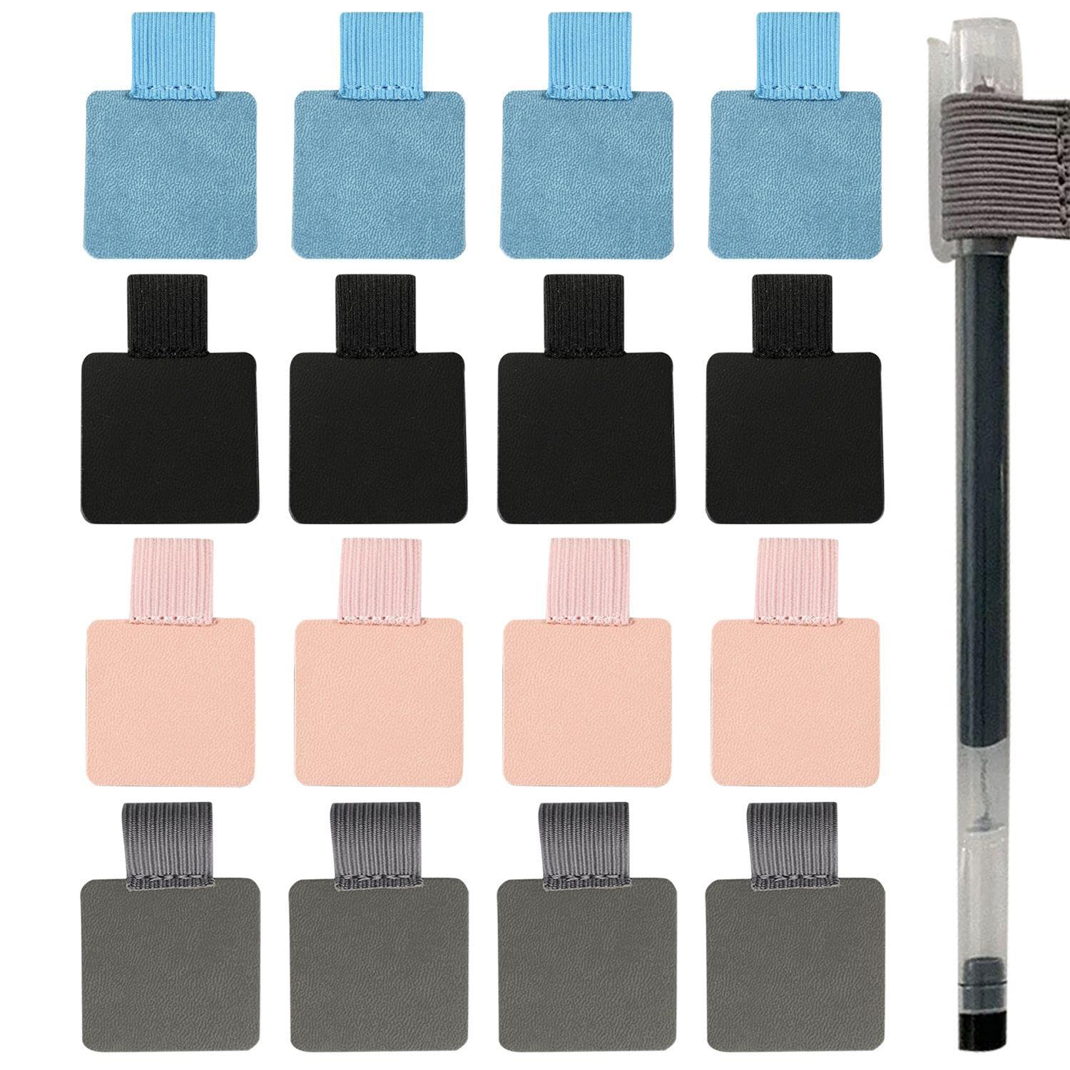 OODJVN 16 Pieces Of Self-Adhesive Pen Covers, Elastic Pen Ring Stickers, Notebook Pen Clips, Color Stationery Accessories, Suitable For Diaries And Plans.