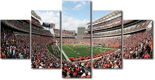 Vista 355 de Cuadros de estadios deportivos de fútbol americano de Minnesota, cuadros de vikingos, 5 paneles, lienzo para pared, arte de pared del estadio