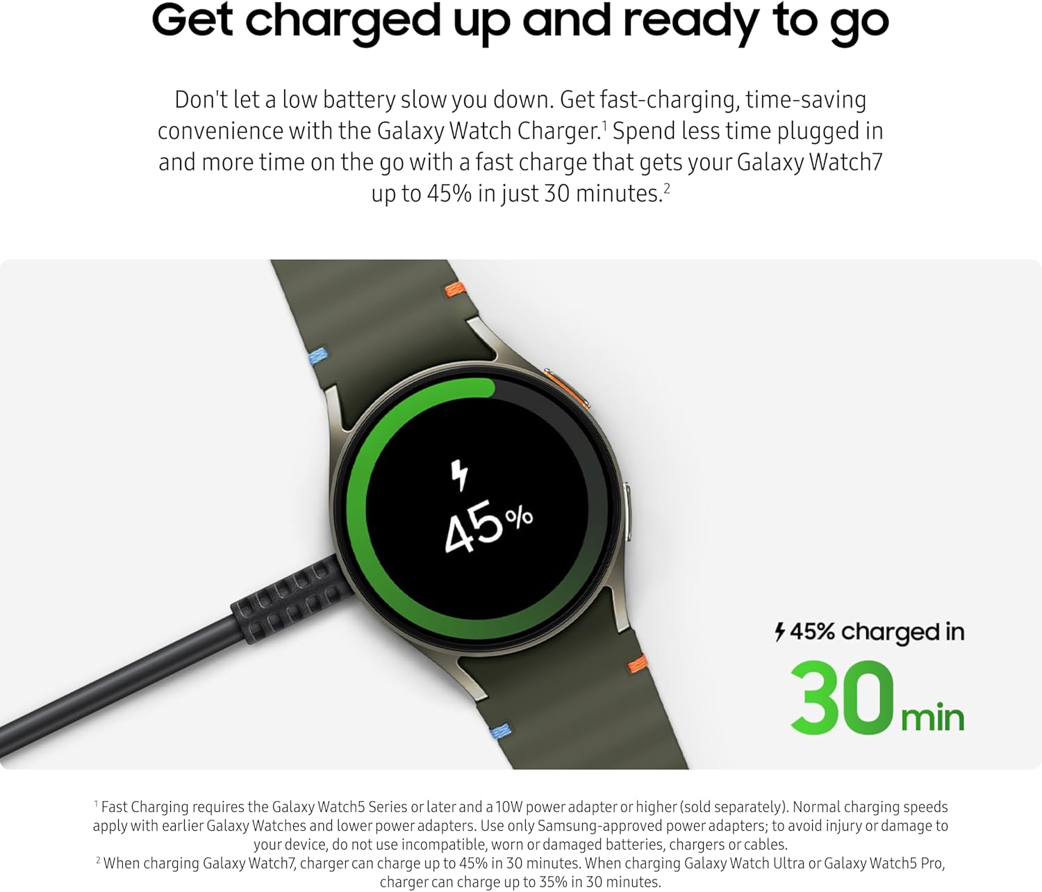 SAMSUNG Galaxy Watch Charger, Fast, Magnetic Charging for Galaxy Watch 5, 6, 7, FE, Ultra Series and Later, EP-OL300BBEGUJ, Black, 2024 - Image 2