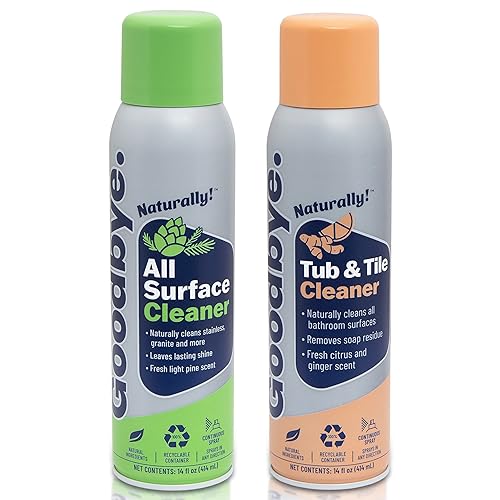 Goodbye Naturally Limpiador para todas las superficies y limpiador de baño de bañera y azulejos, productos de limpieza totalmente naturales, latas