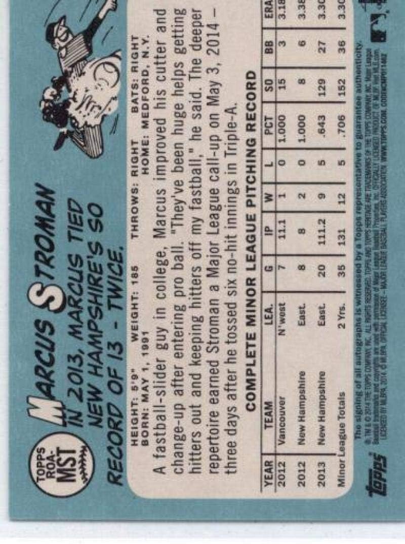 2014 Topps Heritage Factory Real One Auctographs #ROA-MST Marcus Stroman Blue Jays MLB Baseball Card (Autographed) NM-MT