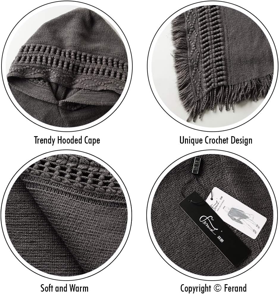 Ferand Ladies' Hooded Cape with Fringed Hem, Crochet Poncho Knitting Patterns for Women - Image 4