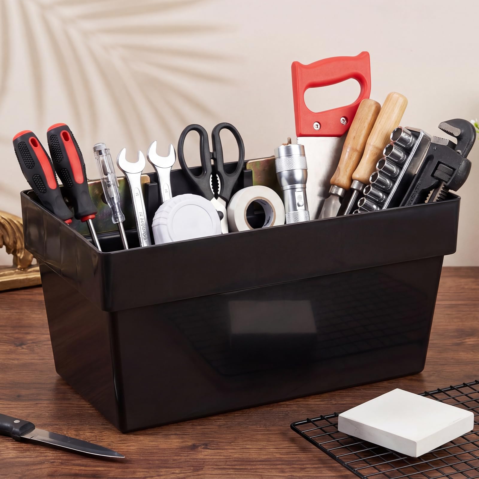 Paquete de 3 contenedores de almacenamiento E Track – 13 x 7 x 6 pulgadas, organizador de cesta de pista E resistente para remolques cerrados, camiones y talleres, accesorios de sistema de
