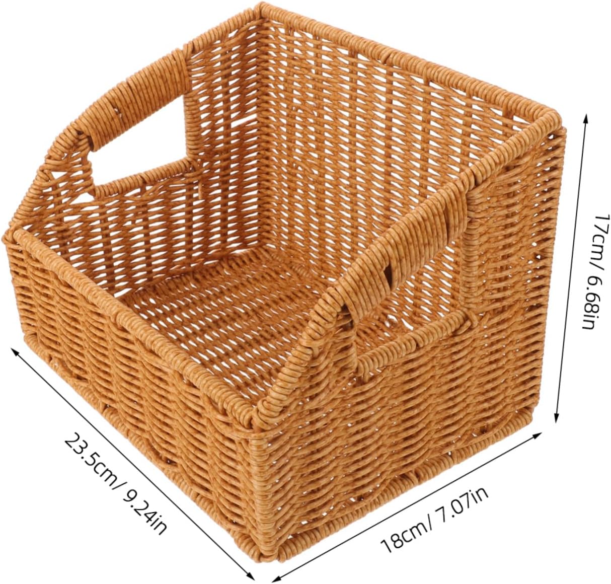 GANAZONO Woven Magazine File Holder with Elegant Imitation Rattan Design, Plastic Rectangle Storage Basket 9.25x7.09x6.69in, Easy Clean and Excellent Loadbearing Capacity for Bedrooms