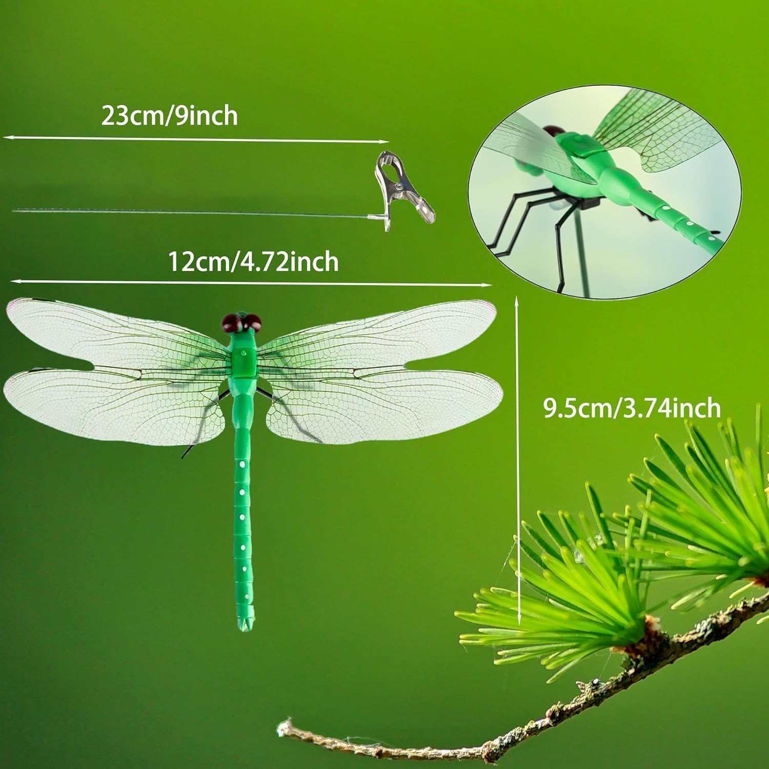 PCTC 8 Pcs Fake Dragonfly Clips 3D Outdoor Garden Stakes