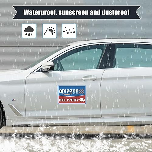 Miniatura 2 de (2 unidades) Flex Driver - Letreros magnéticos mejorados para automóvil con logotipo de controlador Flex Delivery Driver, impermeable, reutilizable,