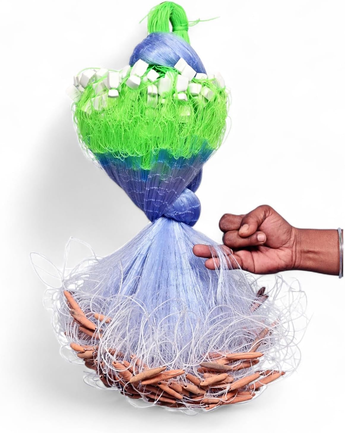 PURKAIT Fishnet 2 Finger 45mm GILLNET MUD Sinker, Height 4F, UP Lenght 48F, Down Lenght 80F Fishing Net