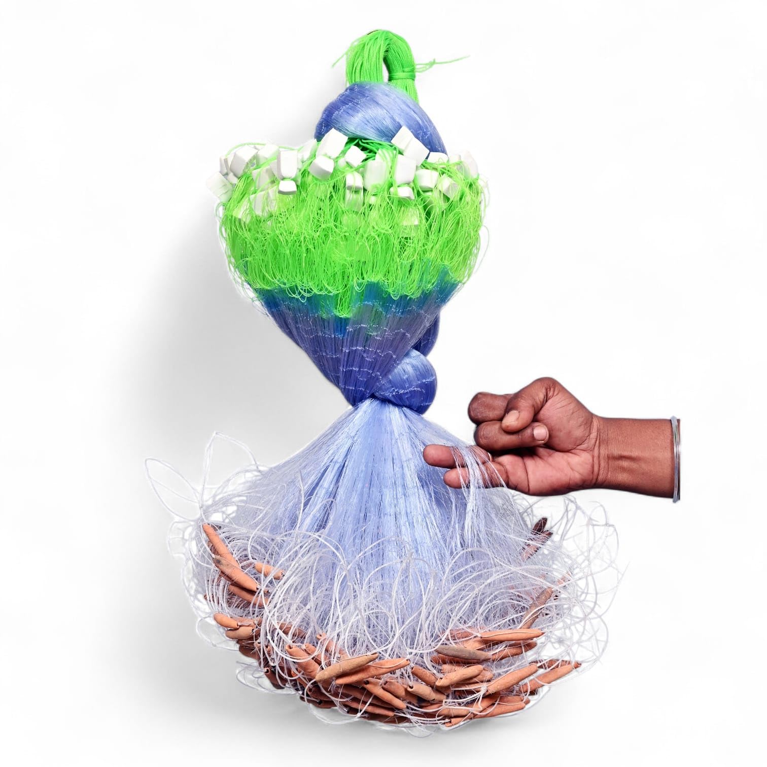 PURKAIT Fishnet 2 Finger 45mm GILLNET MUD Sinker, Height 4F, UP Lenght 48F, Down Lenght 80F Fishing Net