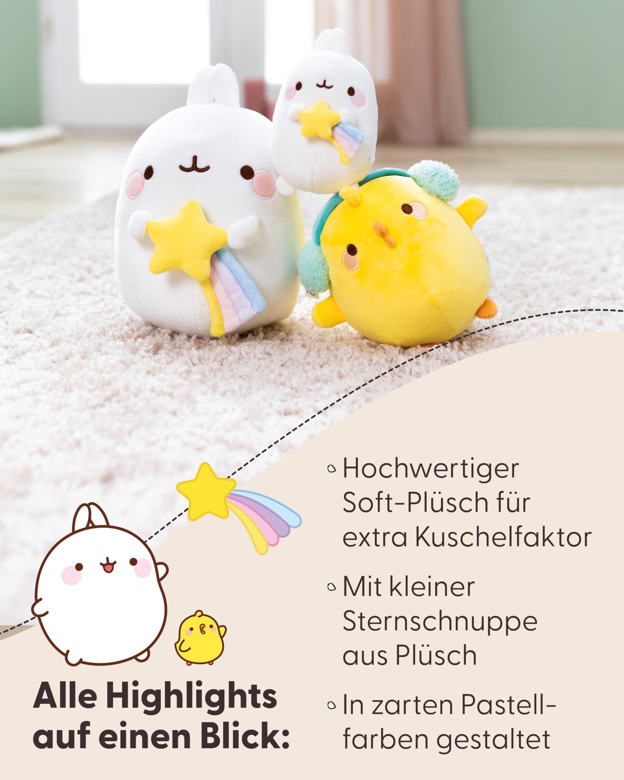 NICI Kuscheltier MOLANG mit Sternschnuppe 48cm - weiß