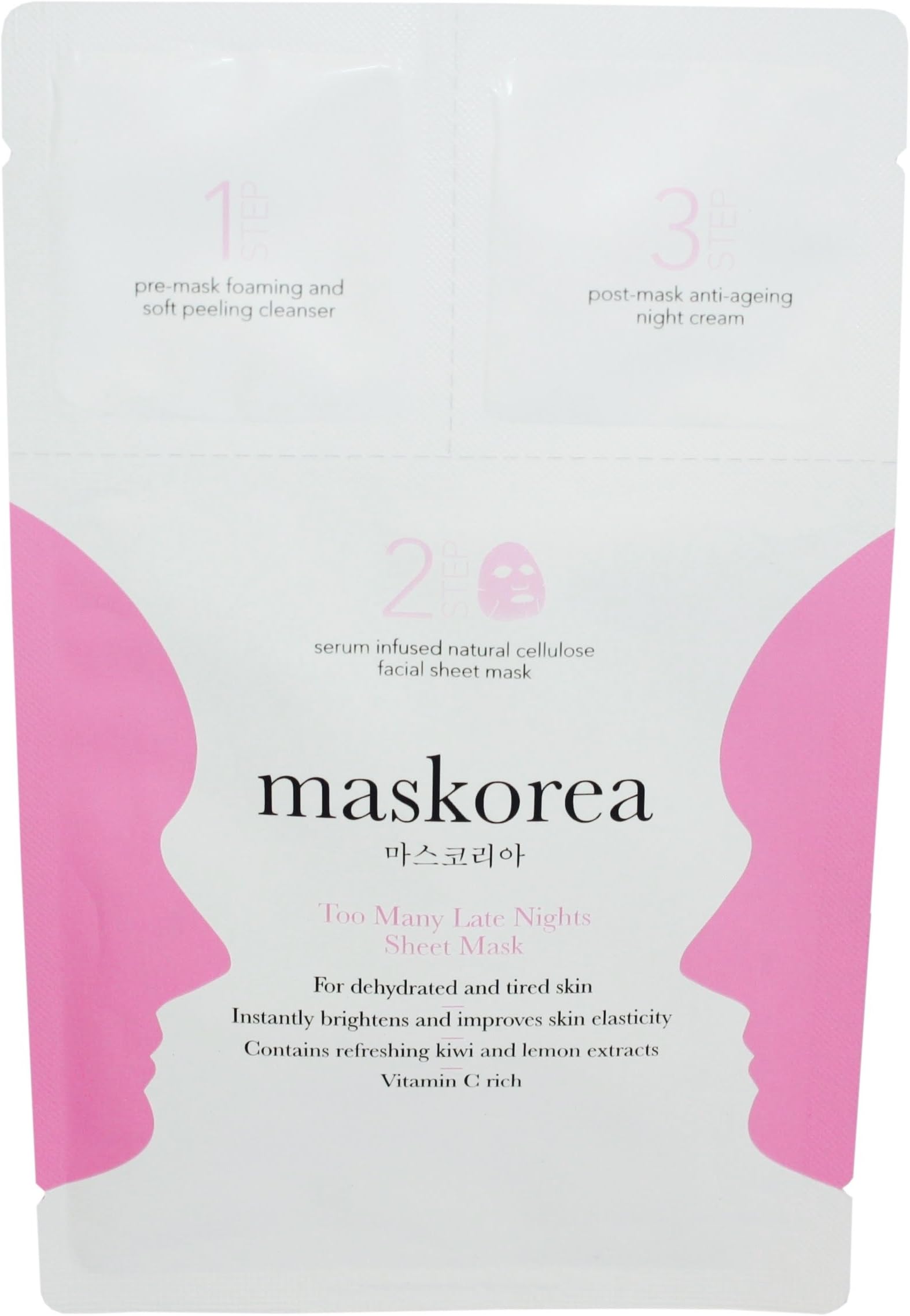 maskorea 3-step face sheet mask: TOO MANY LATE NIGHTS