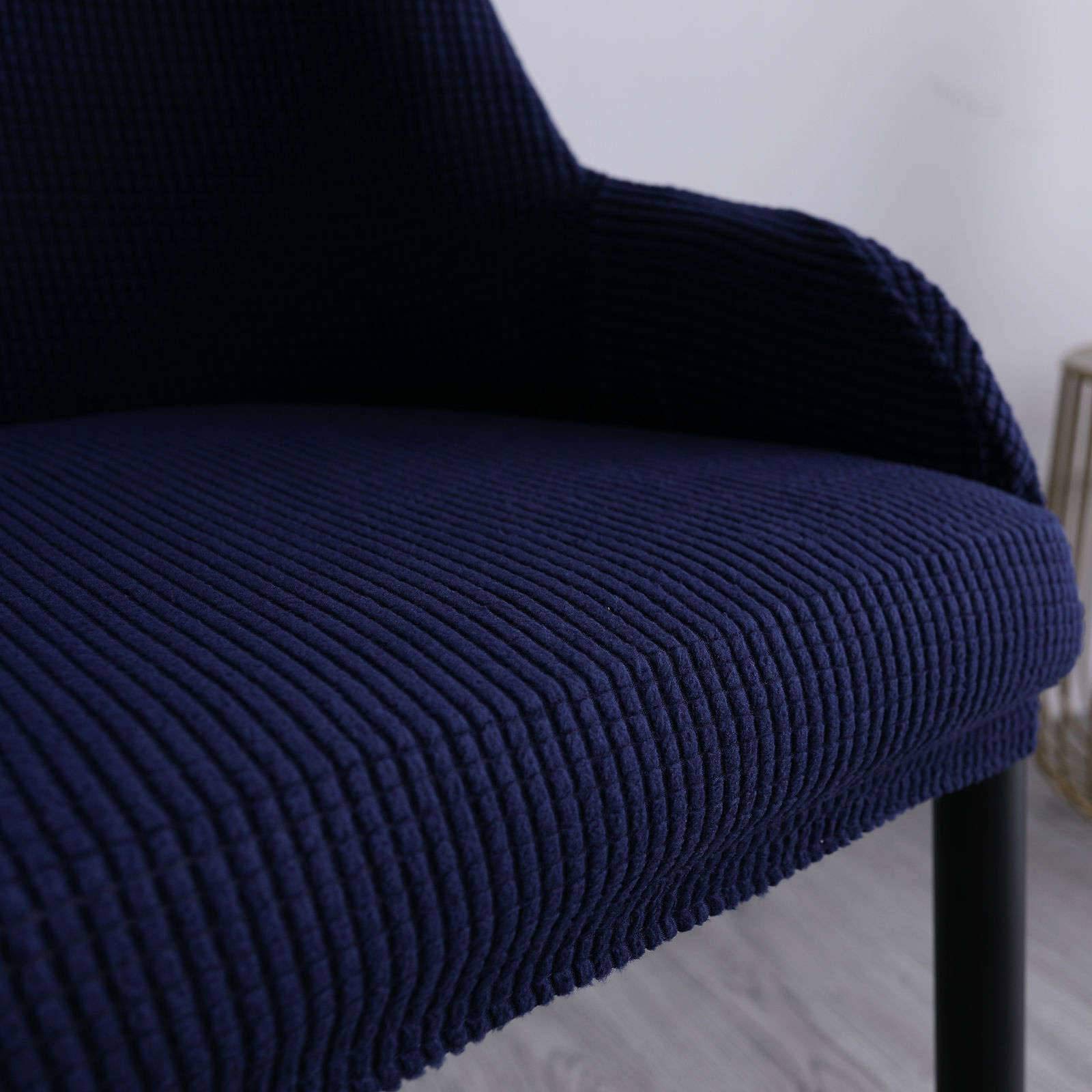 Funda elástica para silla de comedor con respaldo curvado, funda extraíble y lavable para cocina, banquete y fiesta, juego de 2 unidades, color azul marino