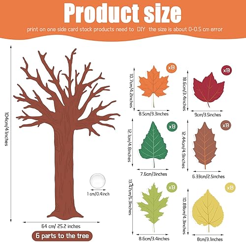 Miniatura 10 de Juego de 78 tablones de anuncios de árbol para el aula, decoración de otoño y Acción de Gracias, árbol de otoño, hojas de arce recortadas para