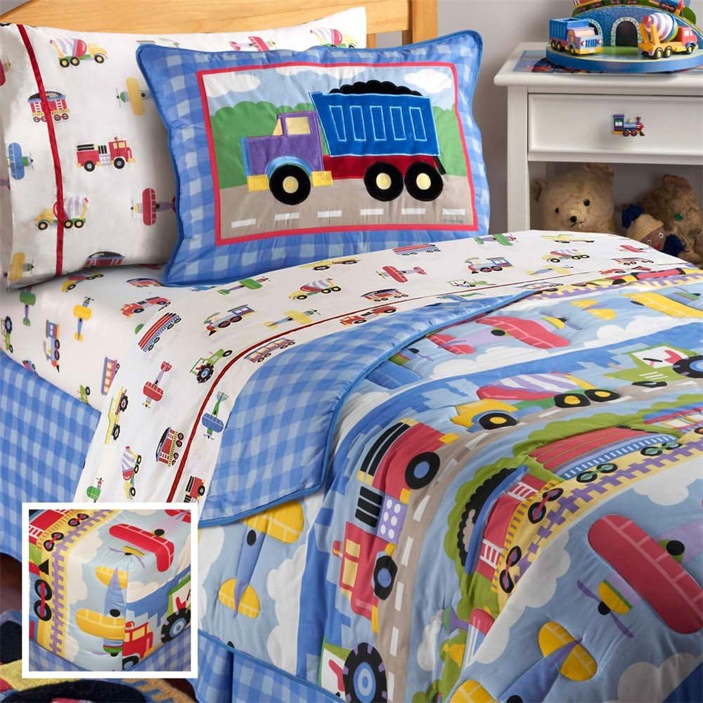 Olive Kids Trains Planes and Trucks Hugger Comforter, Twin
