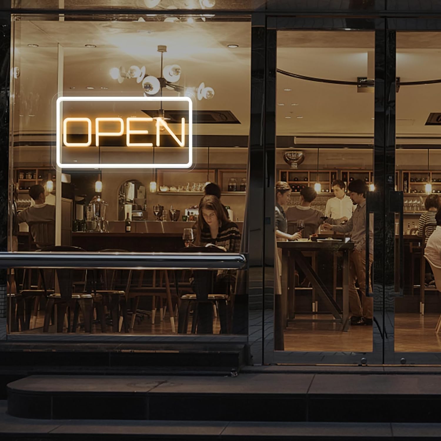 ATOLS 16 x 9 Open Neon Signs, Battery or USB Powered LED Neon Open Sign with USB Plug &13.1‘’ Extension Cord for Business Window, Open Sign Led for Bars, Stores, Coffee Shop, Hotel, Restaurant,Salon