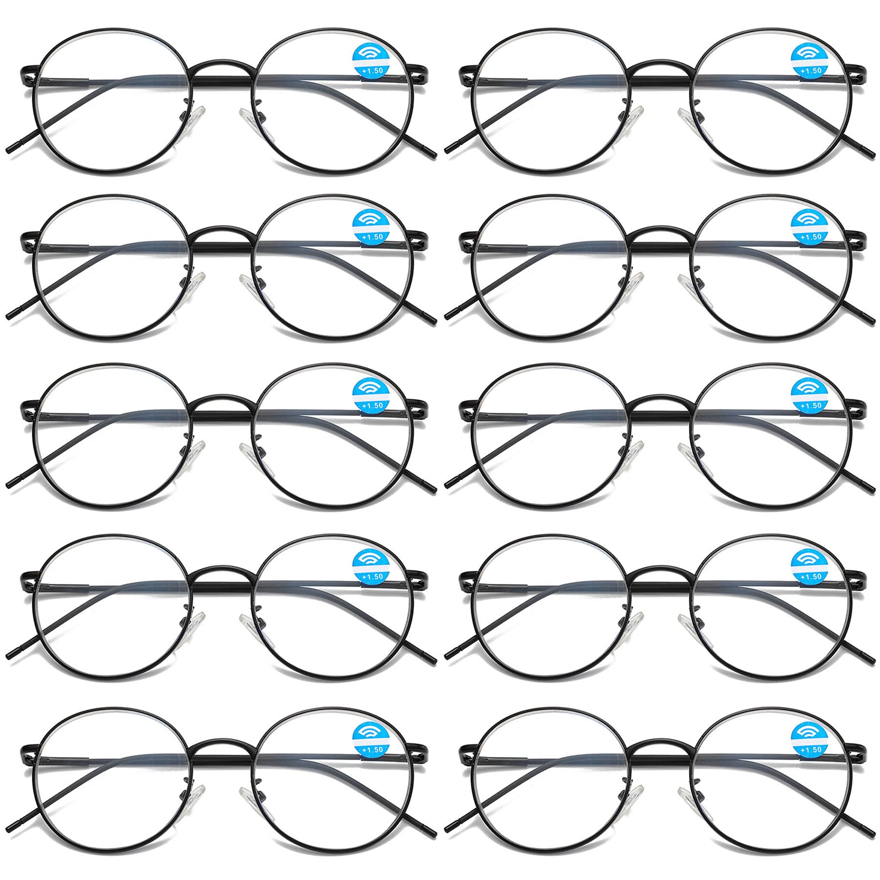 Lanomi Lesebrille Blaulichtfilter Damen Herren Rund Metall Dünner Rahmen Oval Computer Sehhilfe Lesebrille UV400 Schutz Nerd ArbeitBrille