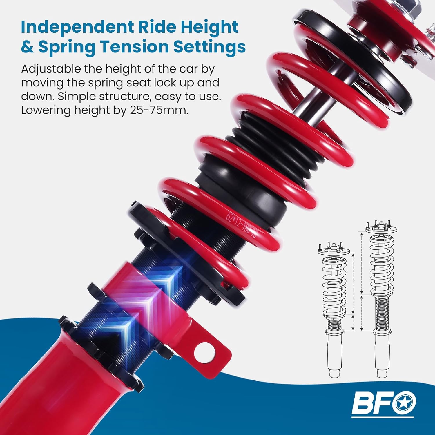 BFO Coilovers for BMW E85 Z4 Roadster 2003-2009, for BMW E86 Z4 Coupe 2006-2009, Height Adjustable Coilovers Suspension Kit, Preset Damping Shock Absorber Struts, Lowering Kit Red