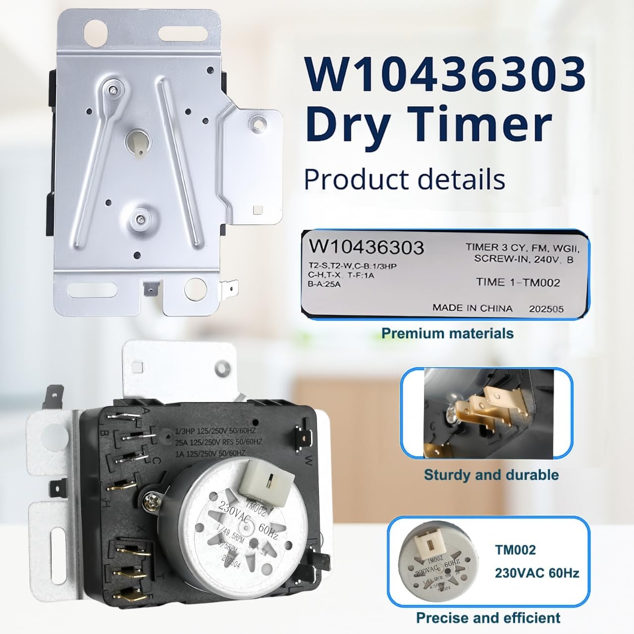 W10436303 Clothes Dryer Timer for Whirlpool Kenmore Maytag Amana etc,Electric Dryer Timer Replacement Parts WPW10436303 AP6021393 PS11754717, for WED4616FW0 WED4850HW0 NED4700YQ0 NED4700YQ1 Dryer etc