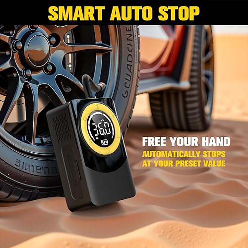 Miniatura 4 de carsun Inflador de neumáticos, compresor de aire portátil, bomba de aire de 150 PSI para neumáticos de automóvil con medidor de presión digital, luz