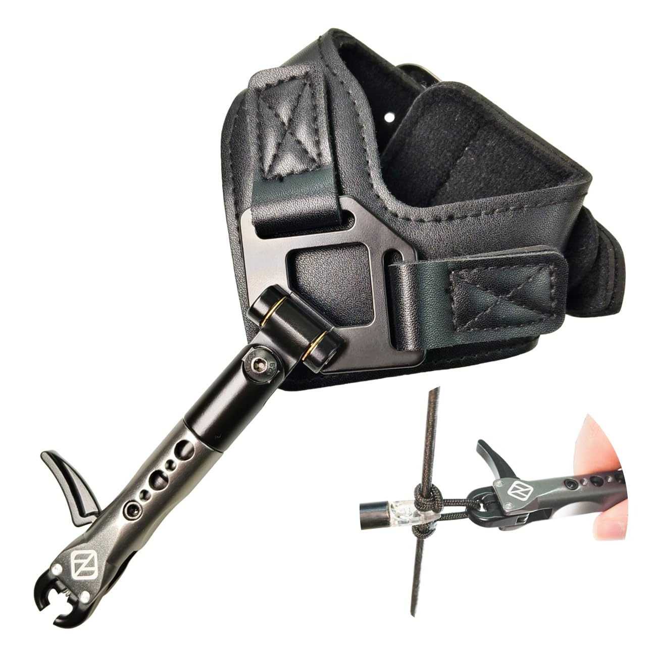 THREE ARCHERS Compound Bow Release Sensitive Trigger Jaws Release con cinturino in pelle fibbia