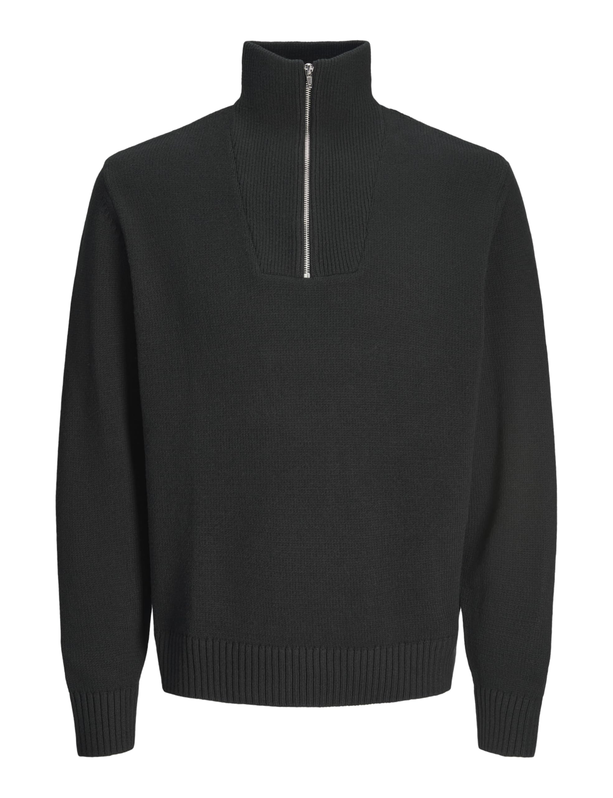 JACK & JONES Men's Jorfrederiksberg Knit Half Zip Sn Jumper, Black, XXL