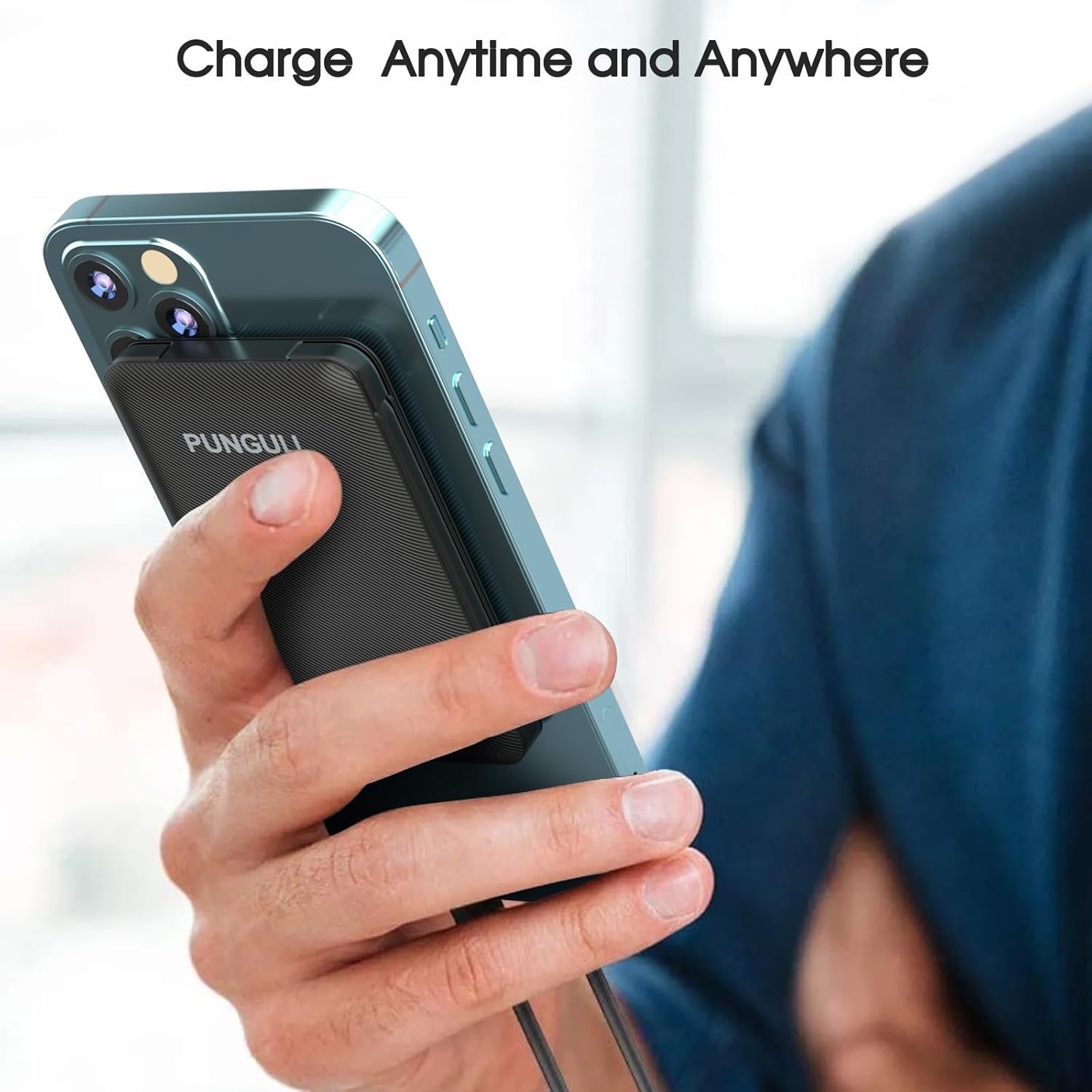 Slim Portable Charger 5000mAh - Compact Mini Small Power Bank Built-in Cable Cute Mobile Cell Phone External Battery Pack 5V 2.1A USB-C Compatible with iPhones 6/7/8/X/XS/XR/11/12/13/14 Airpods - Image 6