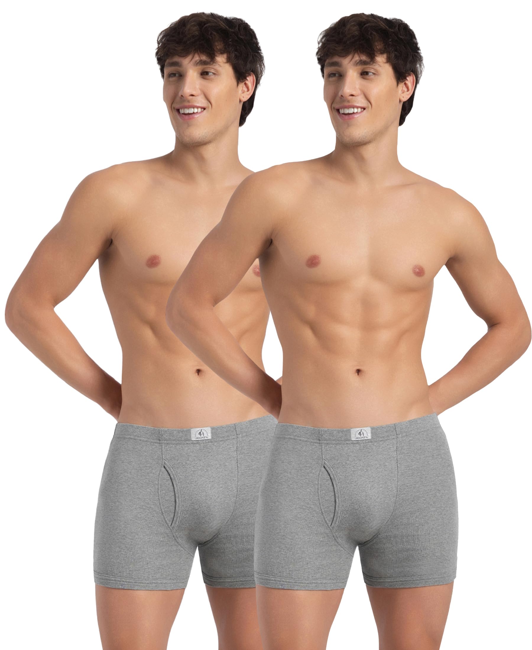 Jockey 8008 Men's Super Combed Cotton Boxer Briefs (Pack of 2, Gray) - Image 1