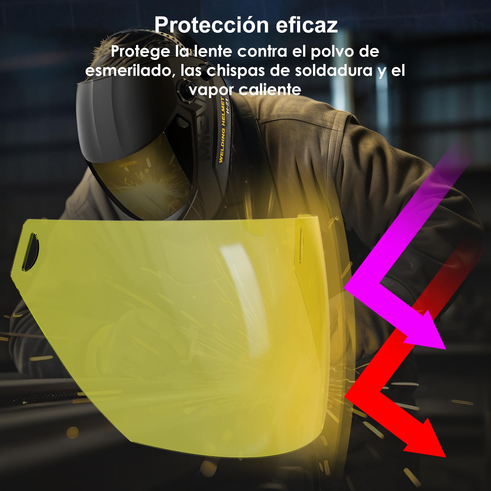 Careta de soldar Juego de 7 Pantallas Protectoras, vidrios de Repuesto internos y externos, 5 Exteriores + 2 Interiores para caretas de soldar automáticas H-21