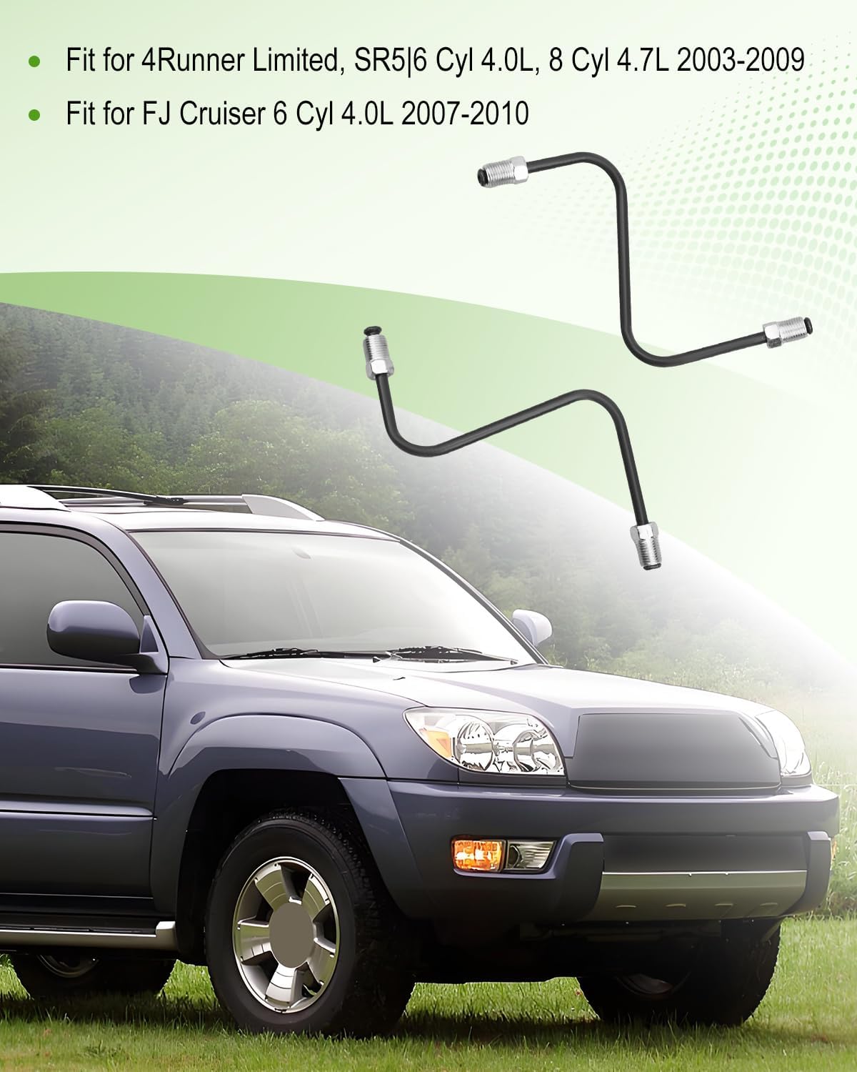 1 Pair Front Brake Tube Caliper to Flex Hose Fit for Toyota 4Runner 2003-2009 FJ Cruiser 2007-2010 Lexus GX470 4.7 2003-2009#47314-35320 47316-35280
