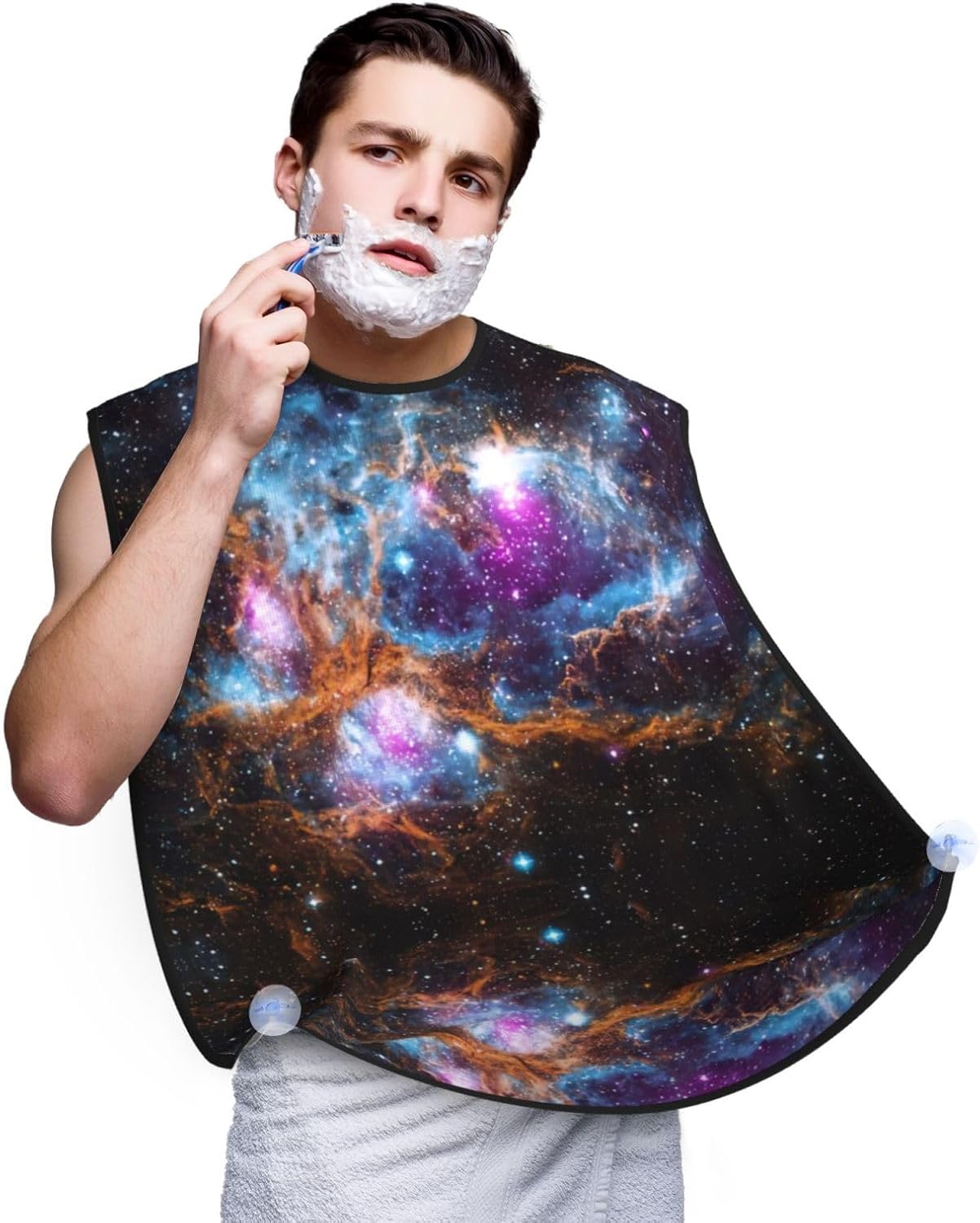 Universe Galaxy Space Print Beard Bib Apron, Shaving Apron For Dad, Men'S Hair Catcher For Shaving Best Gifts For Dad