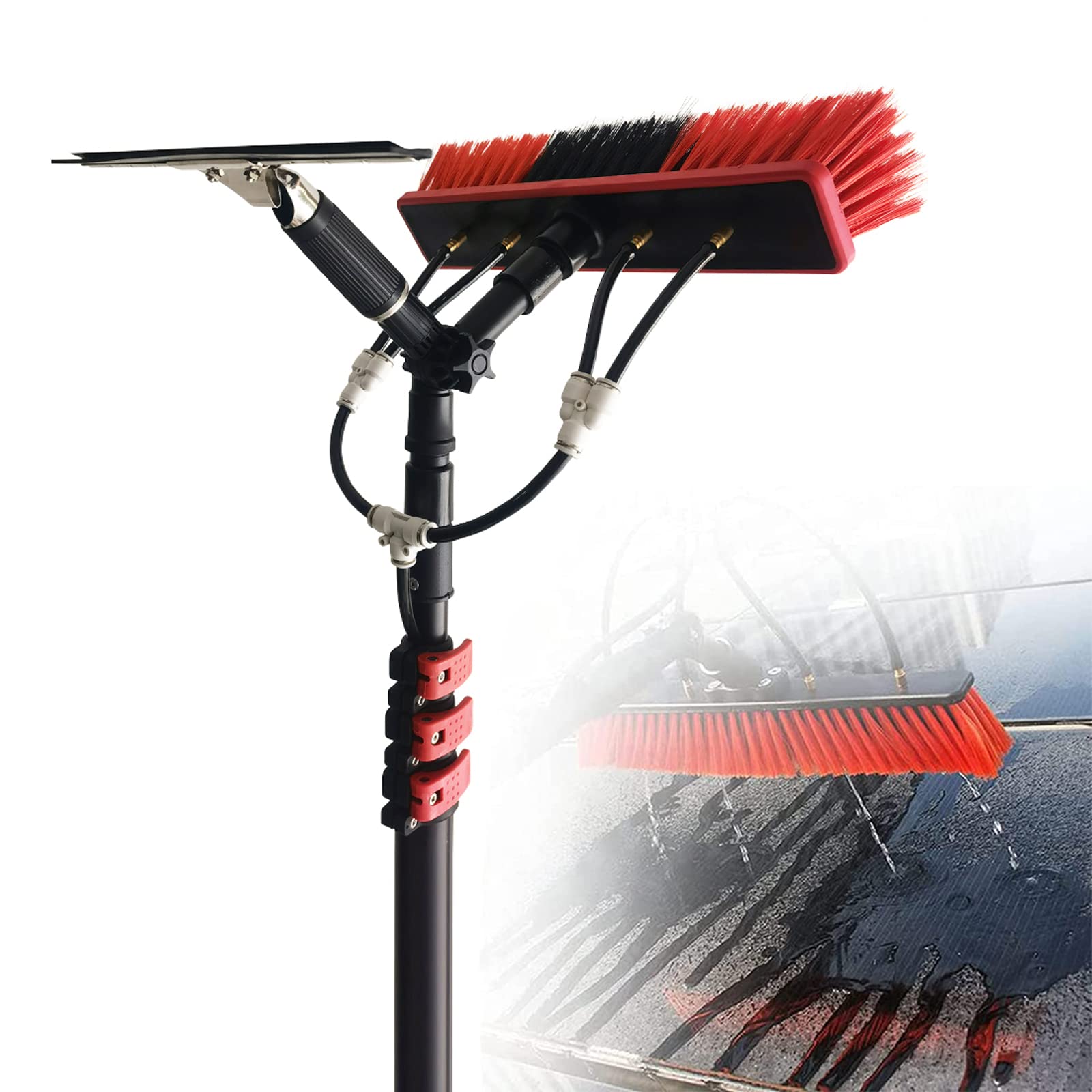 ASerZenith Professional 24Ft Water Fed Pole Window Cleaning Kit With Solar Panel Cleaning Brush,Size-18Ft(5.4M)